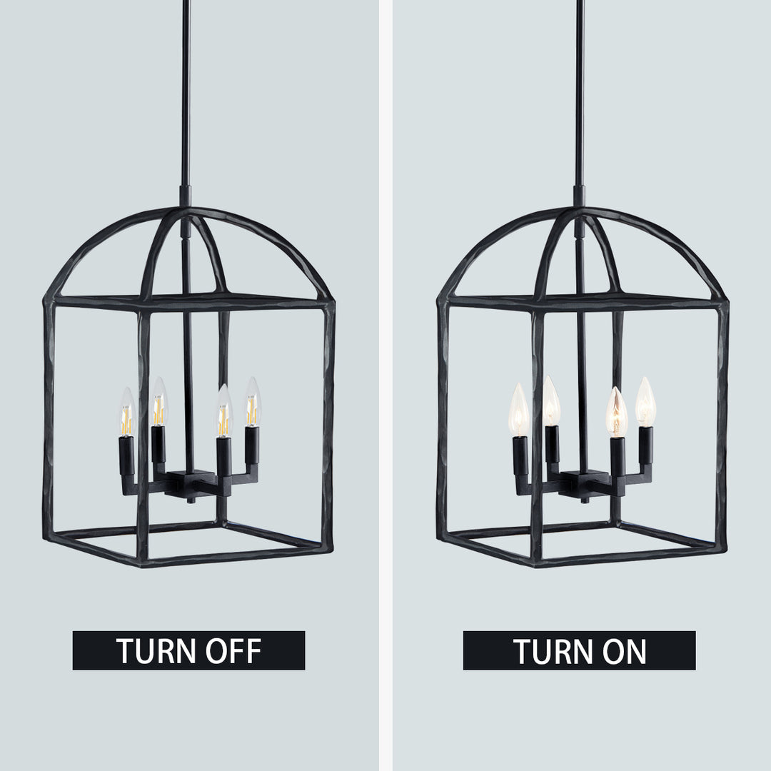 Modern Industrial Forged-Iron Pendant Light - Adjustable Height Hanging Light Fixtures, Suitable for Dining Room And Living Room