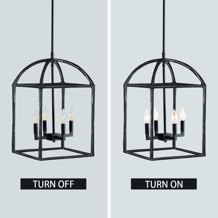 Modern Industrial Forged-Iron Pendant Light - Adjustable Height Hanging Light Fixtures, Suitable for Dining Room And Living Room