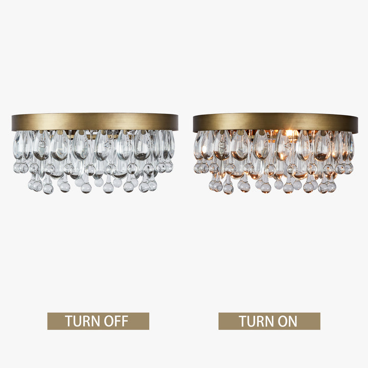 Crystal Glow Versa Flush Mount - Elegant Design with Crystal Droplets for Bedroom and Living Room Lighting