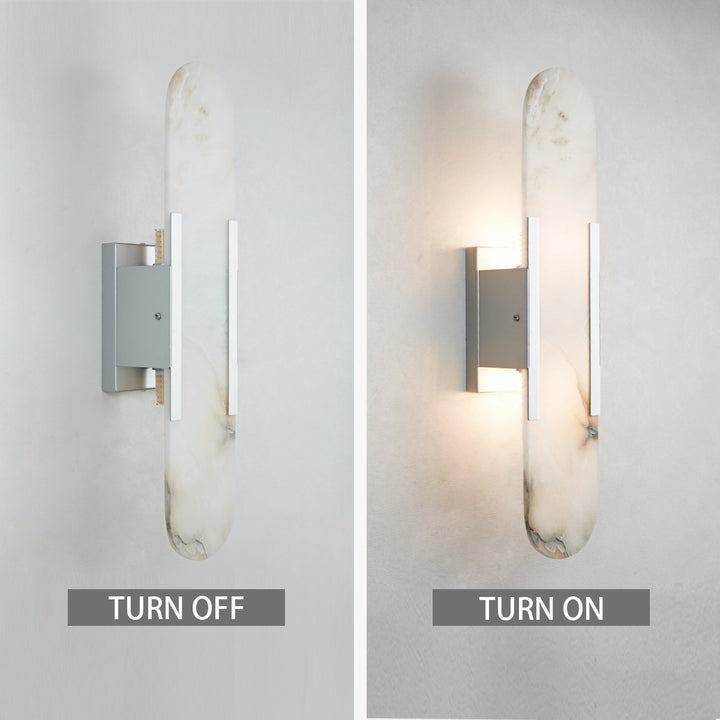 Alabaster Elegance Backplate Sconce - Elegant Alabaster Design with Stunning Finishes - Perfect for Bathroom Sconce