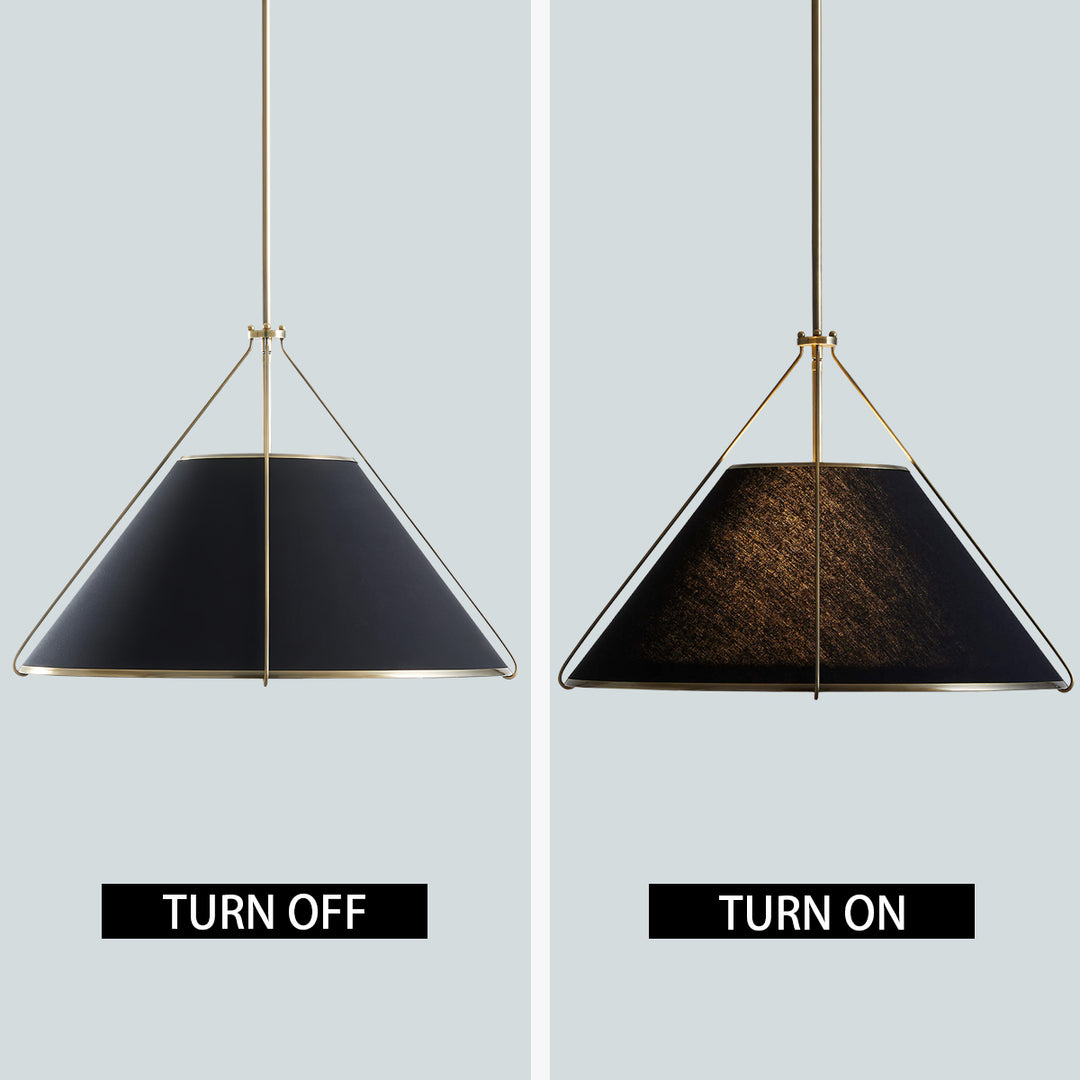 Linen Glow Brass Pendant Light - Modern Design with Burnished Brass Finish and Natural Linen Shade for Soft Lighting - Perfect for Living Room, Kitchen