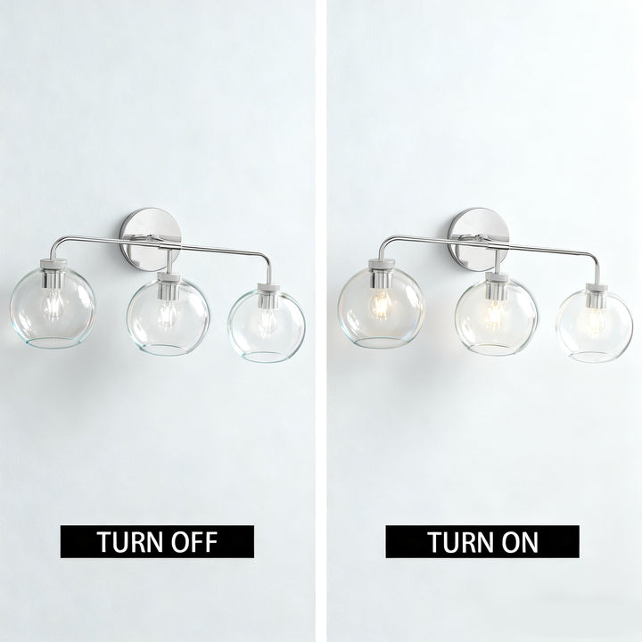 Blown Glass Steel Frame Triple Sconce Collection - Stylish Glass Sconce Options, Bathroom Sconces