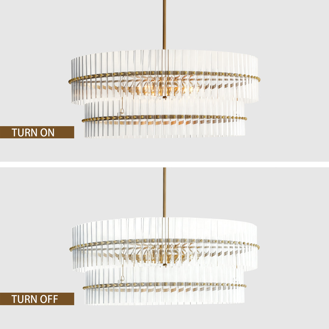 Mallory Crystal elegant retro brass round chandelier pure crystal created for living room, kitchen