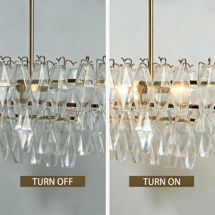 Timeless Elegance Fluted Crystal Chandelier with Luxe Metallic Finish,Fluted crystal effect ,dining room light fitting