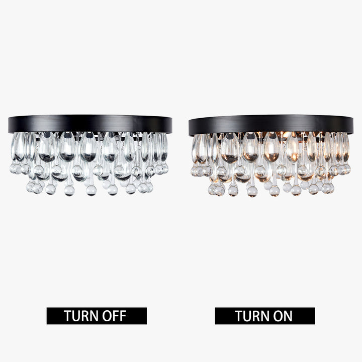Crystal Glow Versa Flush Mount - Elegant Design with Crystal Droplets for Bedroom and Living Room Lighting