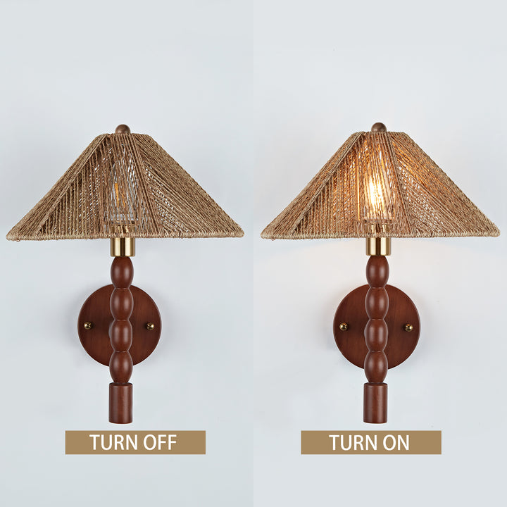 Samina Sconce - Modern Style with Handwoven jute and solid walnut - Perfect for Living Room, Dining Room and Enteyway