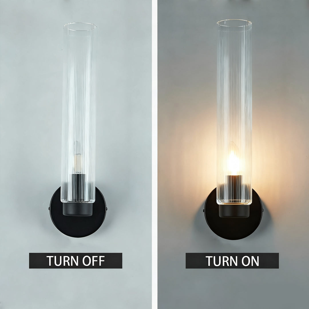 Radiant Fluted Glow Sconce - Elegant Bathroom Wall Lights with Fluted Glass Shade, Suitable for Your Makeup Lighting Mirror in the Bathroom