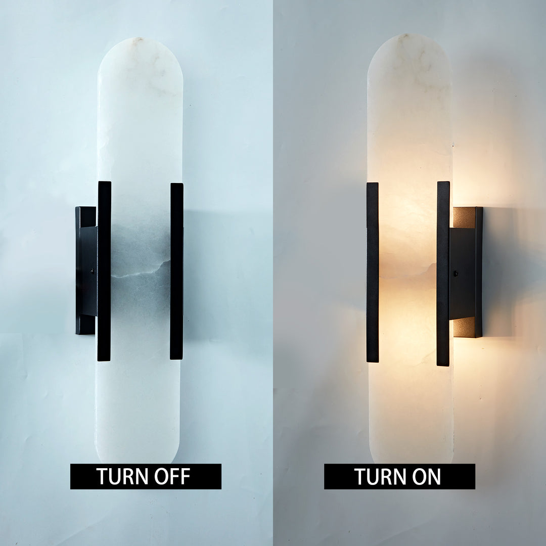 Alabaster Elegance Backplate Sconce - Elegant Alabaster Design with Stunning Finishes - Perfect for Bathroom Sconce