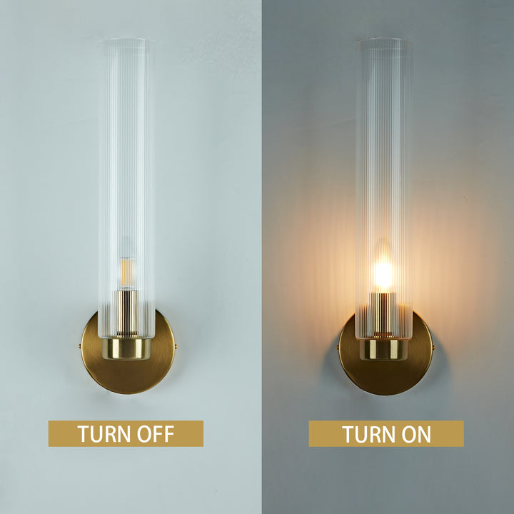 Radiant Fluted Glow Sconce - Elegant Bathroom Wall Lights with Fluted Glass Shade, Suitable for Your Makeup Lighting Mirror in the Bathroom