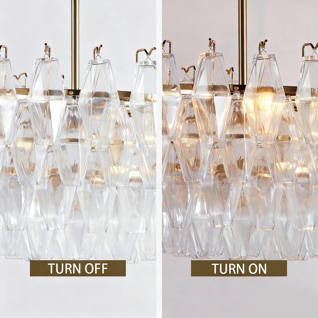 Crystal Elegance Chandelier with Fluted Accents ,Solid crystal design ,dining area light fixtures