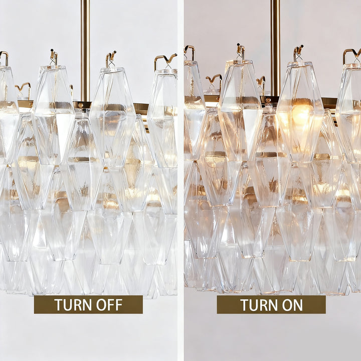 Crystal Elegance Chandelier with Fluted Accents ,Solid crystal design ,dining area light fixtures