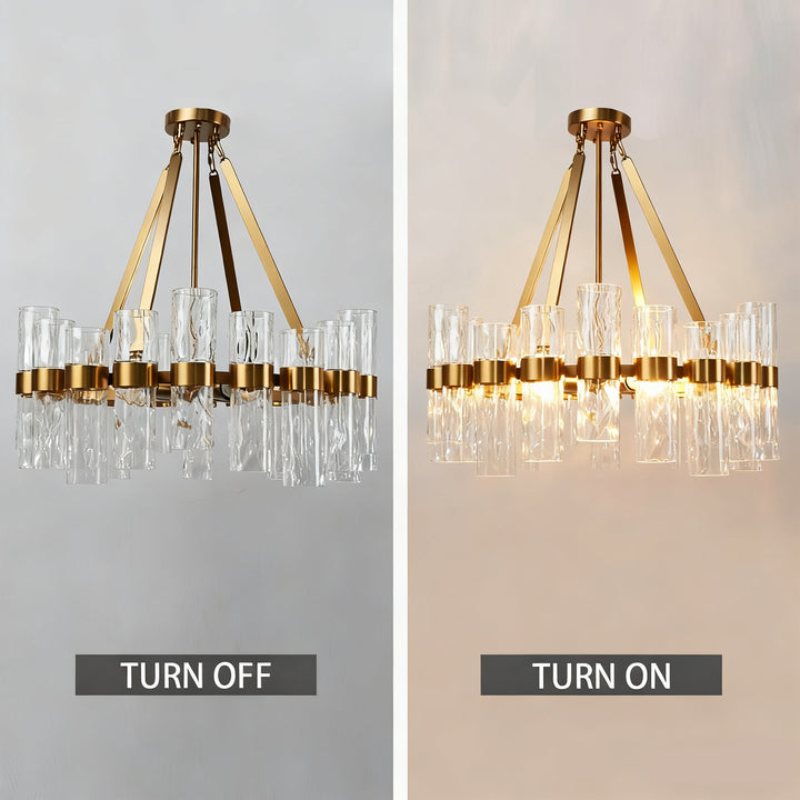 Penni Recycled Glass Chandelier - Elegant Art Deco Lighting Fixture - Perfect for Living Room Chandelier and Hanging Light Fixture