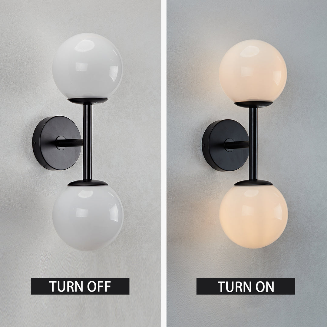 Fiberglass Glow Double Wall Sconce: Cast Fiberglass with White Textured Finish and Pewter/Gold Accents for Kitchen, Bathroom, Outdoor