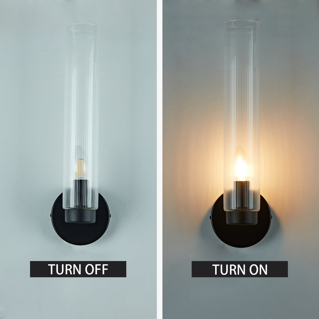 Radiant Fluted Glow Sconce - Elegant Bathroom Wall Lights with Fluted Glass Shade, Suitable for Your Makeup Lighting Mirror in the Bathroom