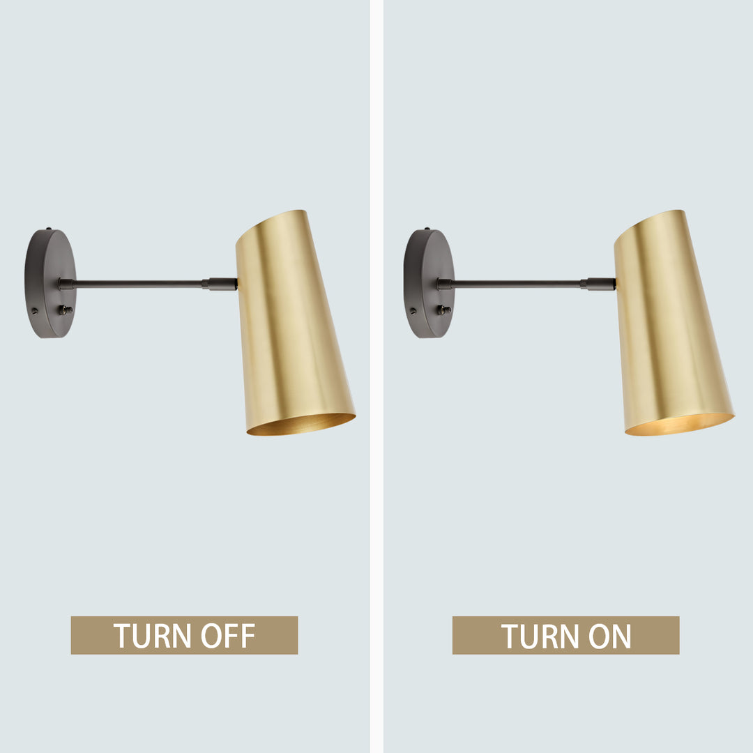 Metal Medium Streamline Glow Sconce - Articulating Brass Wall Lights for Living Room