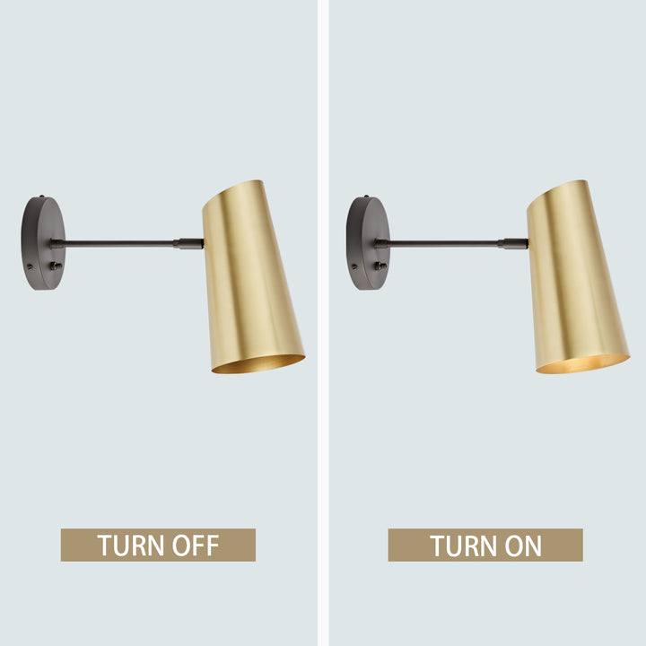 Metal Medium Streamline Glow Sconce - Articulating Brass Wall Lights for Living Room