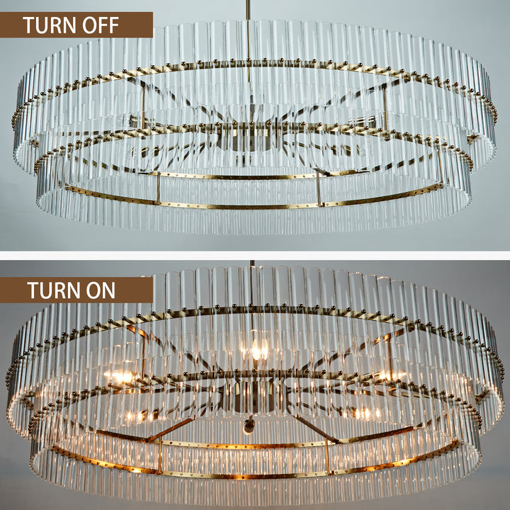 Mallory Crystal elegant retro brass round chandelier pure crystal created for living room, kitchen