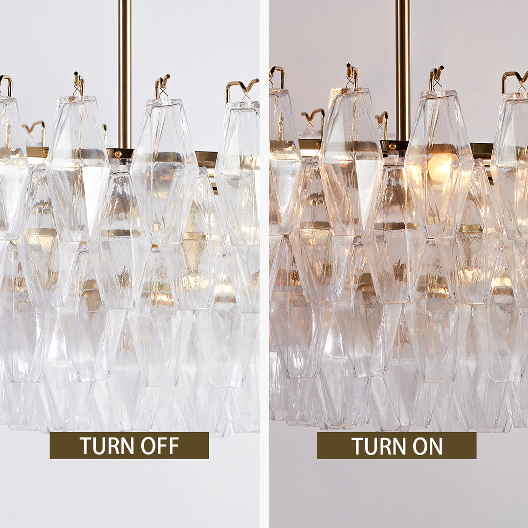 Crystal Elegance Chandelier with Fluted Accents ,Solid crystal design ,dining area light fixtures
