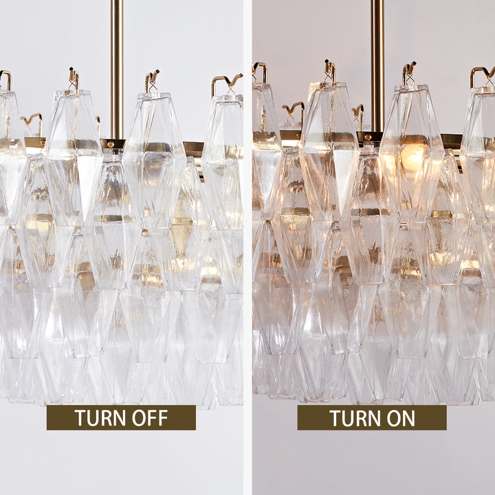 Crystal Elegance Chandelier with Fluted Accents ,Solid crystal design ,dining area light fixtures