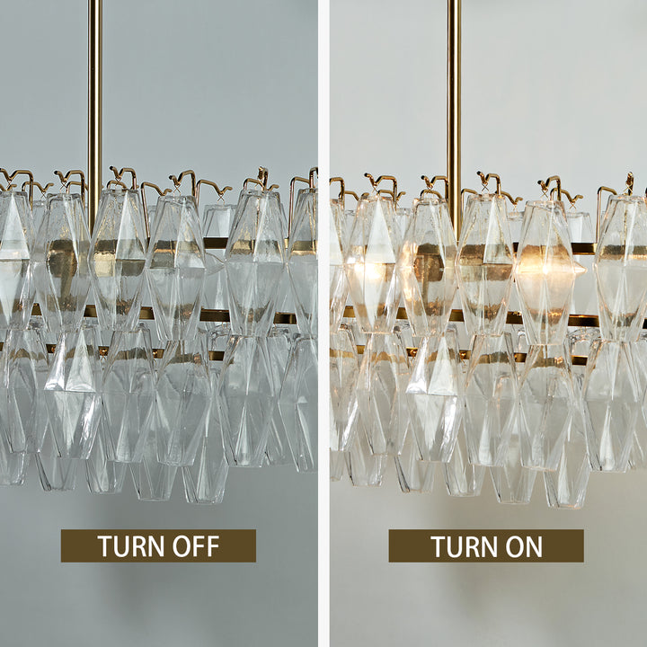 Timeless Elegance Fluted Crystal Chandelier with Luxe Metallic Finish,Fluted crystal effect ,dining room light fitting