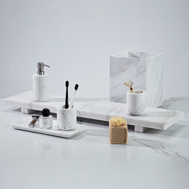 NeatEssence Marble Bath Accessories with Unique Design and Honed Smooth Finish for Elegant Bathroom Decor