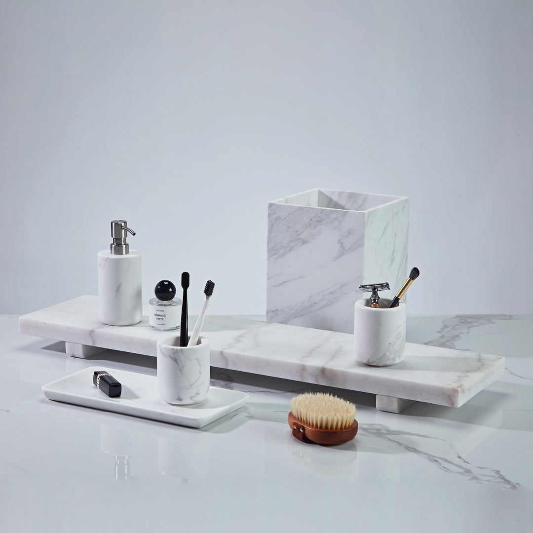 NeatEssence Marble Bath Accessories with Unique Design and Honed Smooth Finish for Elegant Bathroom Decor