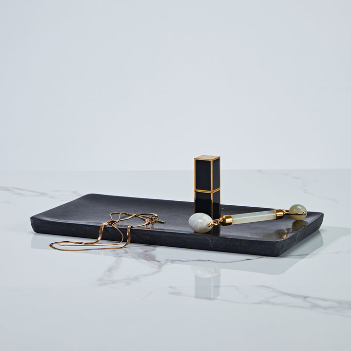 Handcrafted Black Marquina Marble Bath Accessories - Unique and Chic Bathroom Supplies for Elegant Decor