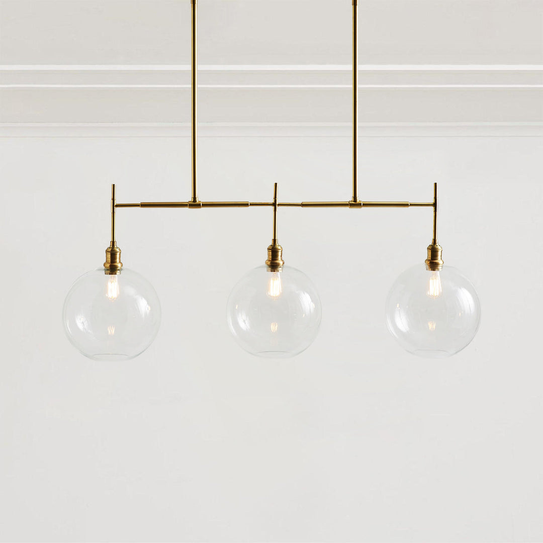 Modern Glam Linear Globe Chandelier - Stylish Two-Toned Light Fixture for Dining Room