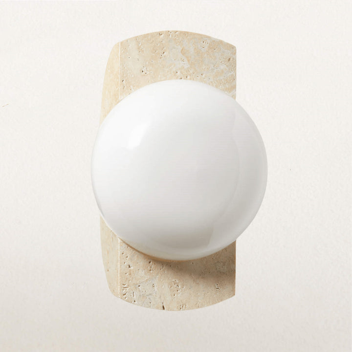 Travertine Opaline Wall Sconce with Unlacquered Brass Accents - Featuring Travertine and Opaline Glass - Perfect for Wall Sconce, Wall Lights, and Outdoor Wall Lamp