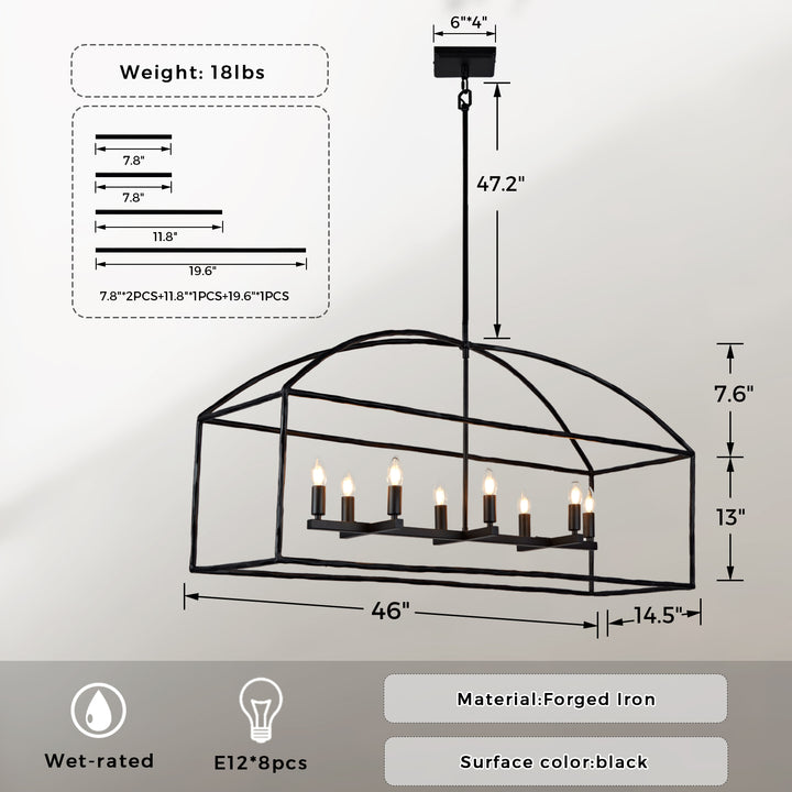 ForgeCurve Dining Chandelier - Modern Hand-Forged Chandelier with Organic Curves Suitable for Dining Room And Living Room