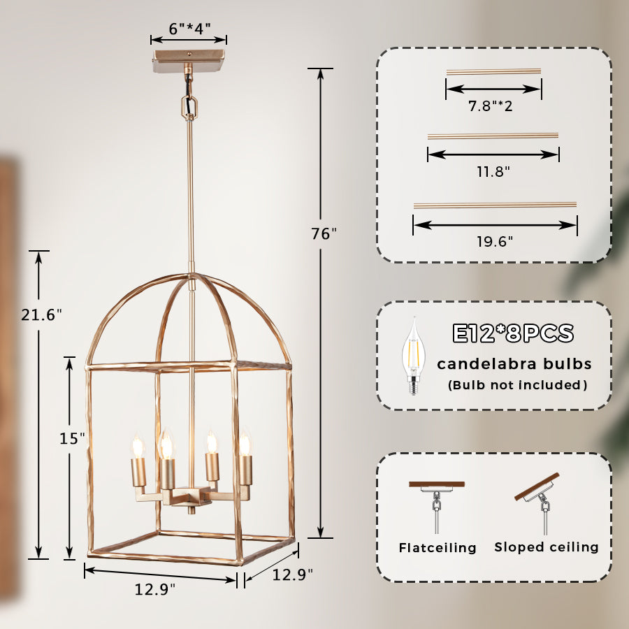 Modern Industrial Forged-Iron Pendant Light - Adjustable Height Hanging Light Fixtures, Suitable for Dining Room And Living Room