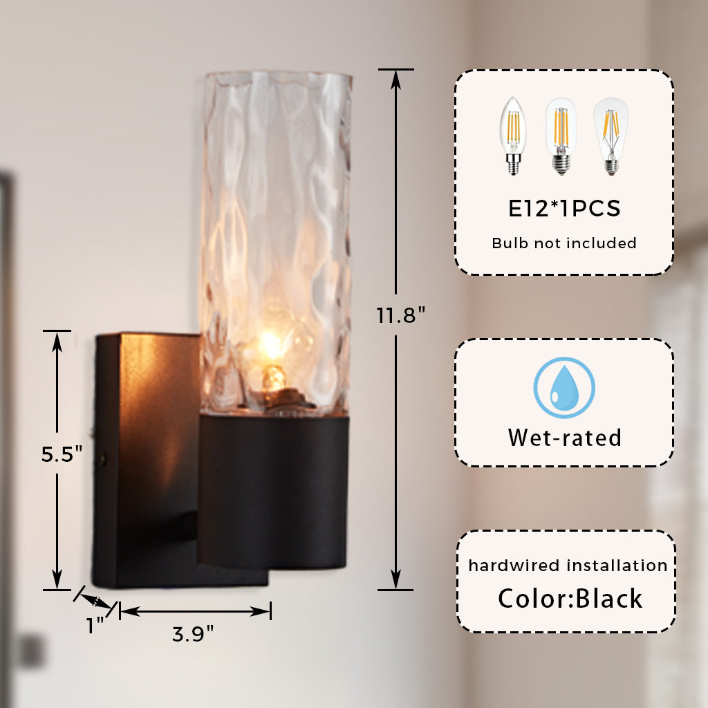 Transparent Glass Cylinder - Sleek Handcrafted Wall Lamps for Optimal Light, Suitable for Bathrooms and Living Rooms