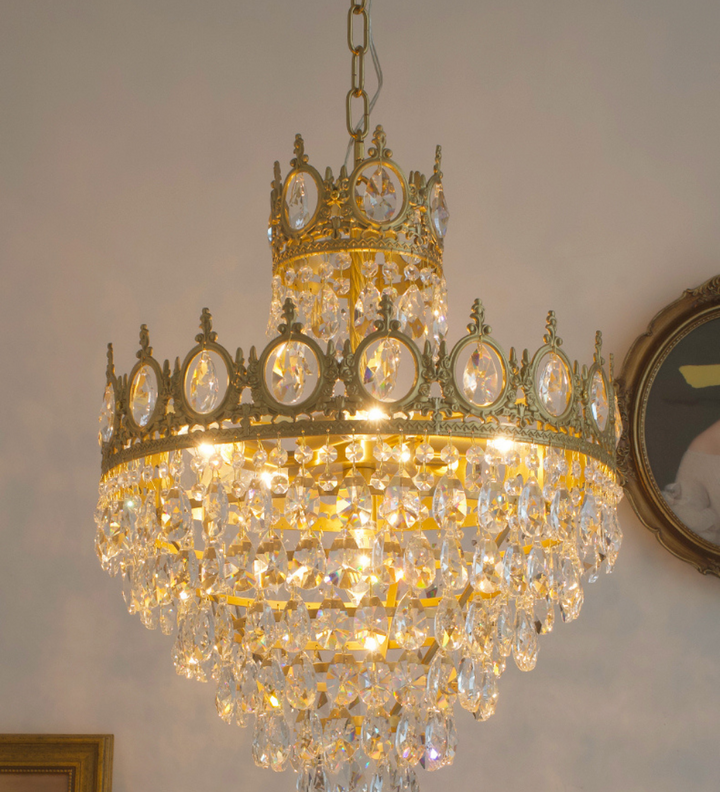 SoothingYep™ Antique Crystal Chandelier, Luxury Gold Crown Chandelier