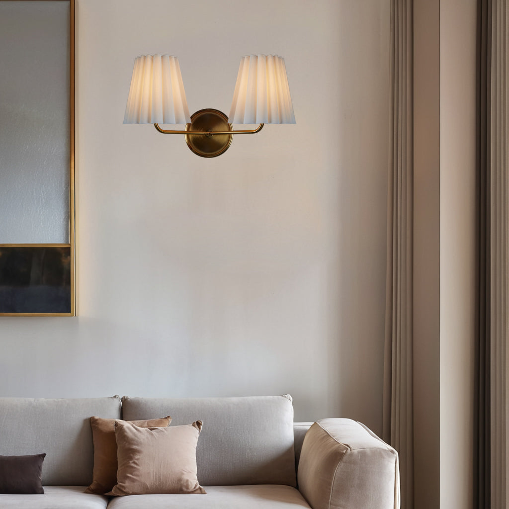 Modern Brass Double Sconce for Transitional Decor - Hardwired Lighting for Bedrooms, Living Rooms, and Hallways
