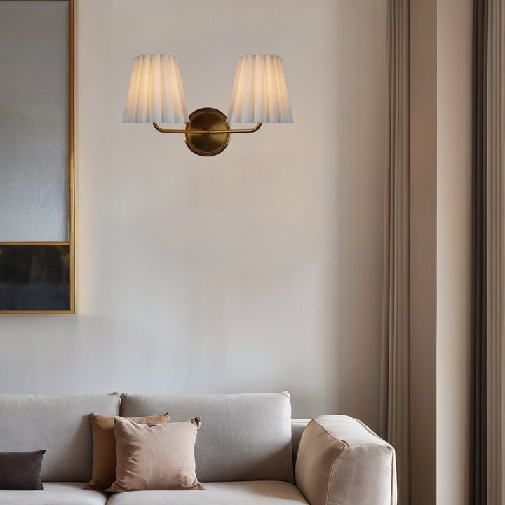 Modern Brass Double Sconce for Transitional Decor - Hardwired Lighting for Bedrooms, Living Rooms, and Hallways