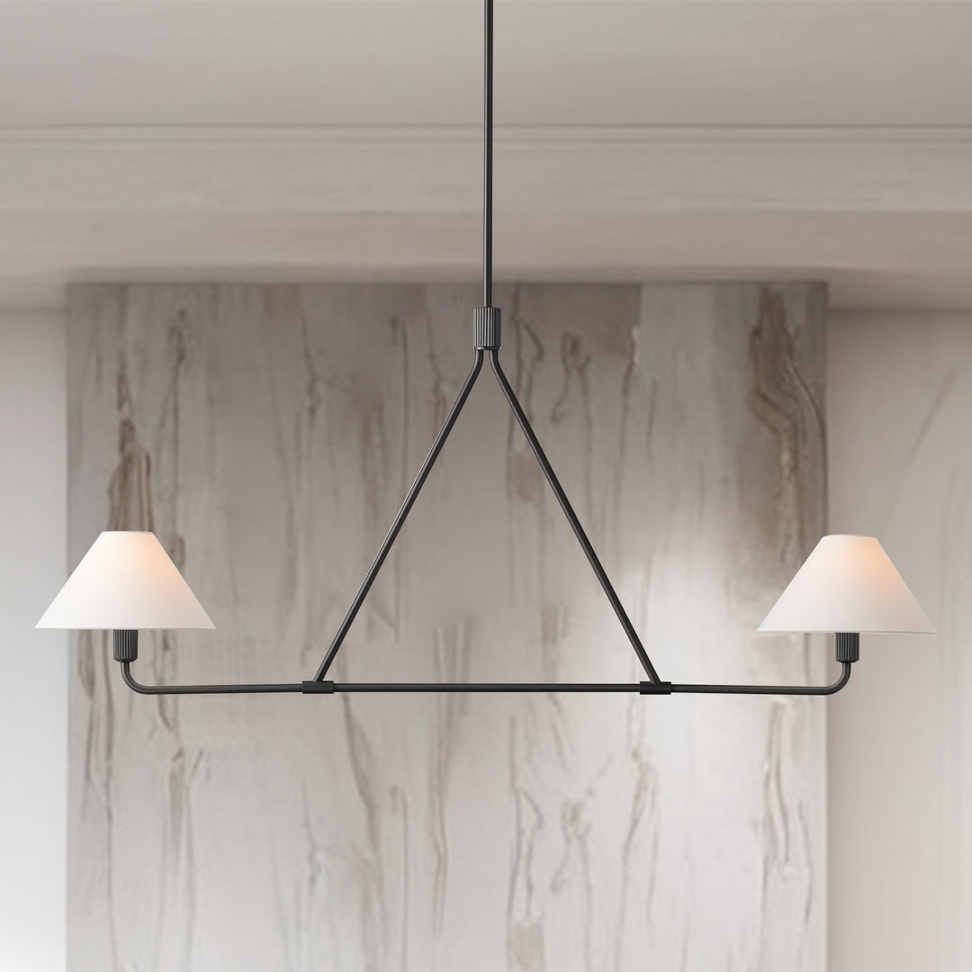 Minimalist Elegance Architectural 2-Light Tapered Pendant: Angular and Minimalist Design for Dining, Bedroom, and Living Room Illumination