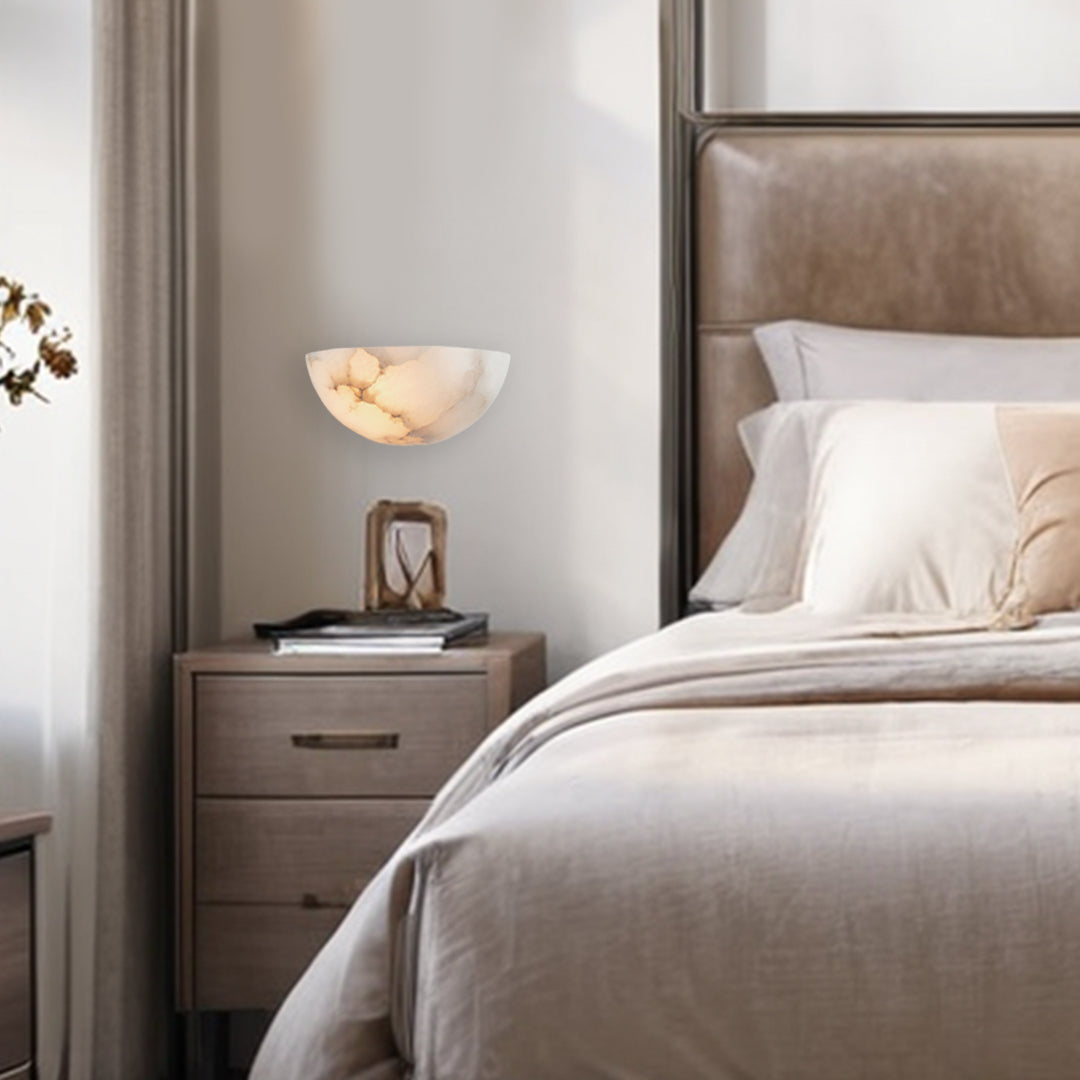 Alabaster Natural Stone Wall Light Sconce - Elegant Natural Stone Lighting for Home Decor - Perfect for Living Room, Kitchen, and Bedroom Wall Lights