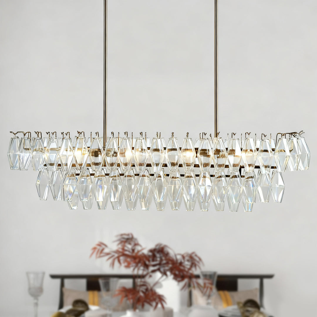 Timeless Elegance Fluted Crystal Chandelier with Luxe Metallic Finish,Fluted crystal effect ,dining room light fitting