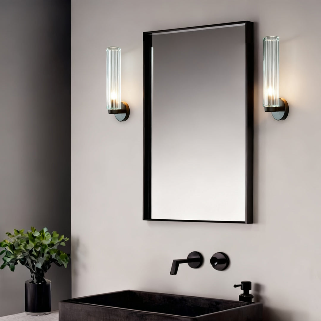 Radiant Fluted Glow Sconce - Elegant Bathroom Wall Lights with Fluted Glass Shade, Suitable for Your Makeup Lighting Mirror in the Bathroom
