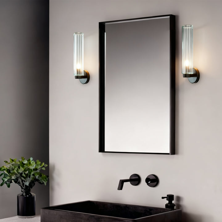 Radiant Fluted Glow Sconce - Elegant Bathroom Wall Lights with Fluted Glass Shade, Suitable for Your Makeup Lighting Mirror in the Bathroom