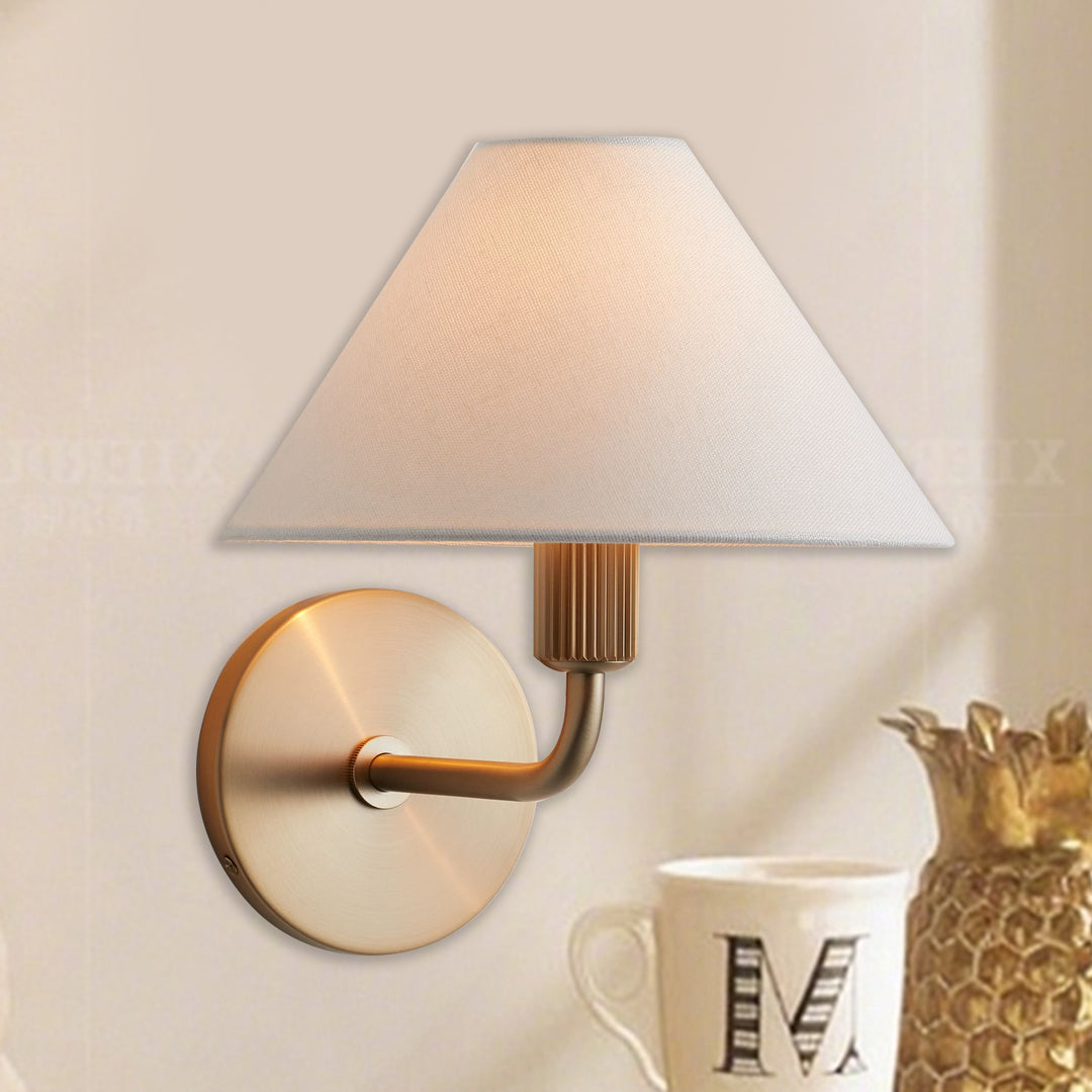 Elegant Linen Glow Sconce - Architectural Design Tapered Shade Wall Sconce for Bedroom and Living Room - A Statement Piece of Elegance and Sophistication