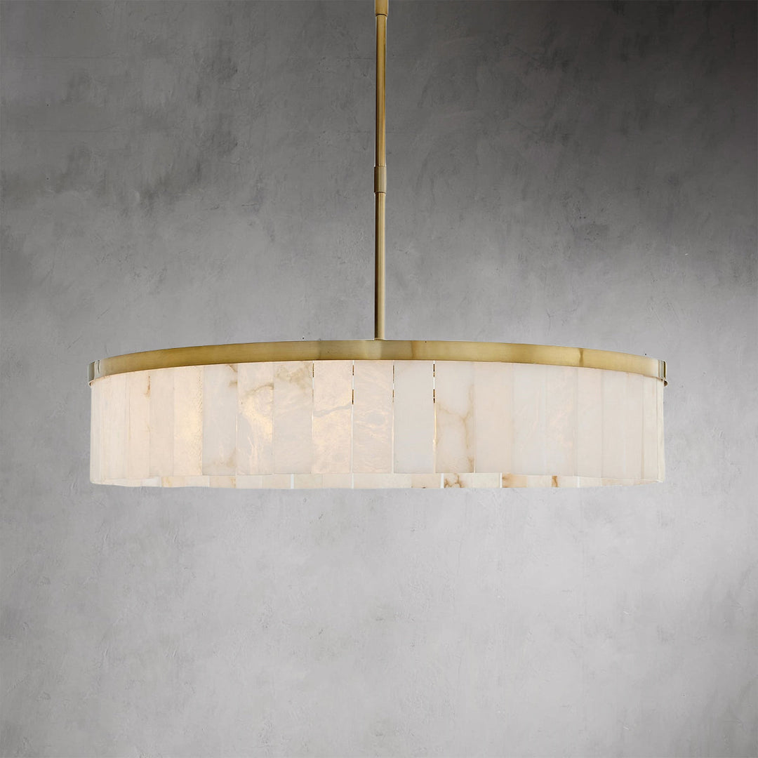 Alabaster Rustic Chandelier - A Modern Living Room Chandelier with Rustic Refinement and Iron Frame Featuring Alabaster Tiles - Perfect Hanging Light Fixture for Your Living Room