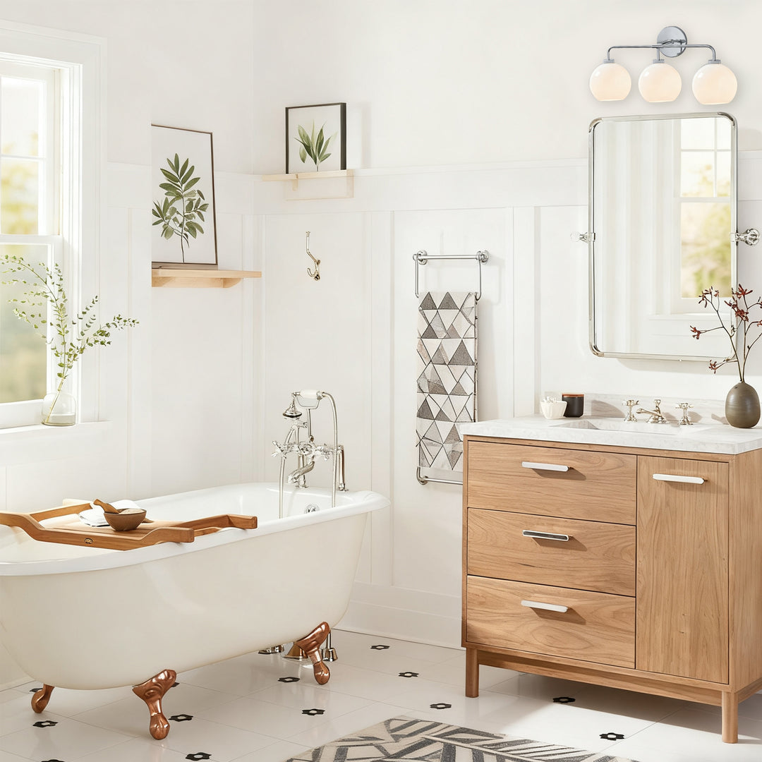 Blown Glass Steel Frame Triple Sconce Collection - Stylish Glass Sconce Options, Bathroom Sconces