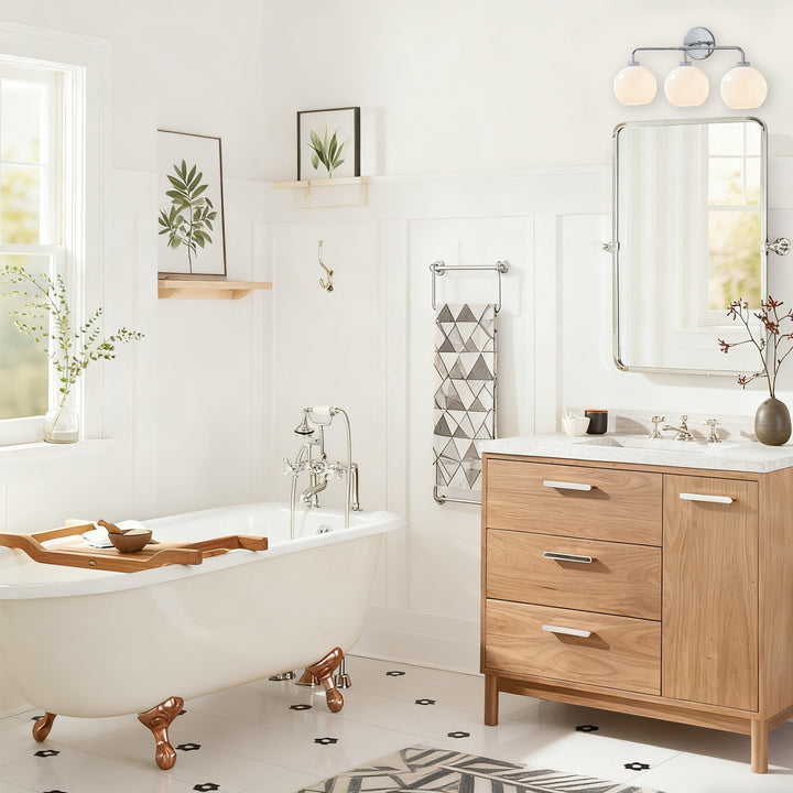 Blown Glass Steel Frame Triple Sconce Collection - Stylish Glass Sconce Options, Bathroom Sconces