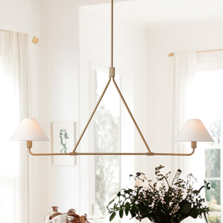 Minimalist Elegance Architectural 2-Light Tapered Pendant: Angular and Minimalist Design for Dining, Bedroom, and Living Room Illumination