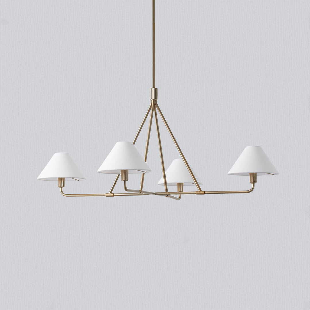 Architectural Tapered Shades Chandelier: Angular, Contract Grade Design with Sophisticated Tapered Shades for Dining Room, Living Room, and Bedroom Lighting