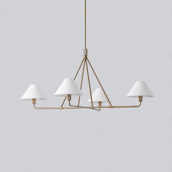 Architectural Tapered Shades Chandelier: Angular, Contract Grade Design with Sophisticated Tapered Shades for Dining Room, Living Room, and Bedroom Lighting