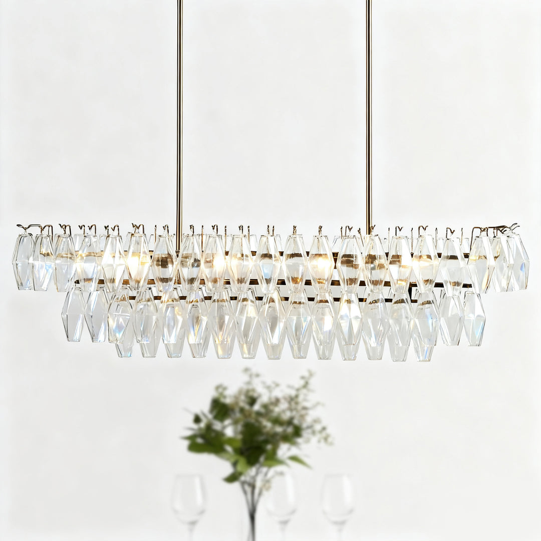 Timeless Elegance Fluted Crystal Chandelier with Luxe Metallic Finish,Fluted crystal effect ,dining room light fitting