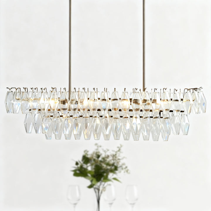 Timeless Elegance Fluted Crystal Chandelier with Luxe Metallic Finish,Fluted crystal effect ,dining room light fitting