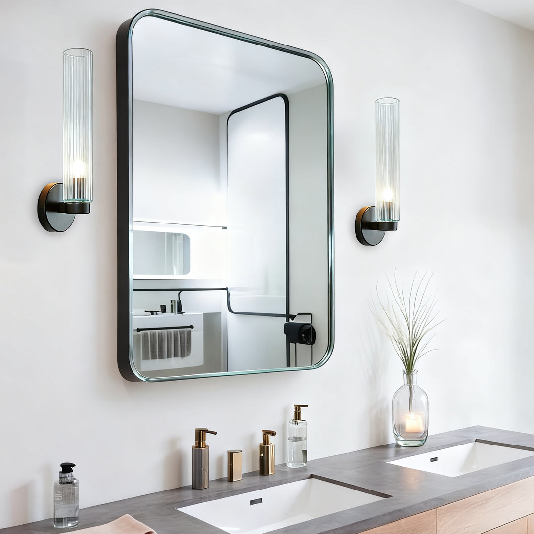 Radiant Fluted Glow Sconce - Elegant Bathroom Wall Lights with Fluted Glass Shade, Suitable for Your Makeup Lighting Mirror in the Bathroom